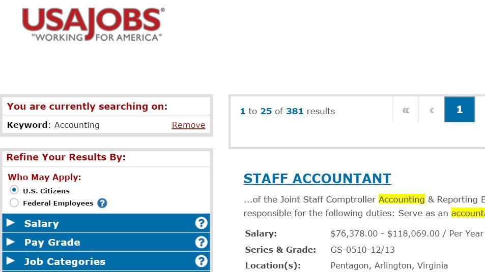 accounting 381 USAJOBS